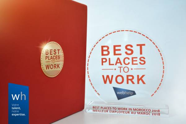 Trophy BPTW Wh - Webhelp Maroc élu « Meilleur Employeur au Maroc 2018 »