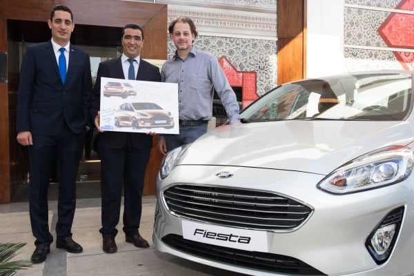 De droite à gauche Thomas Morel Design Manager chez Ford Europe Abdelouahab ENNACIRI Directeur Général de SCAMA Achraf El Boustani DG Ford Afrique du Nord - Thomas MOREL, Designer Extérieur de la nouvelle Ford Fiesta discute l’importance du human centred design aux « Houna Design Talks » à Casablanca