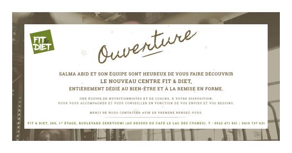 FIT DIET Invitation - Nouveau à Casablanca : Fit & Diet Le centre qui ne veut que votre bien !