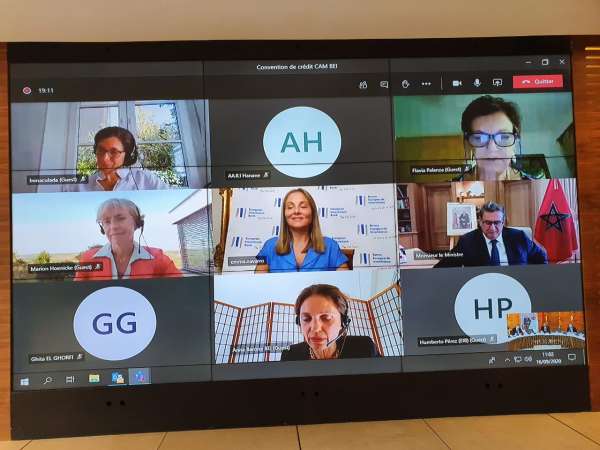 M.Le Ministre BEI CAM en vidéo conférence - La Banque Européenne d’Investissement et le Crédit Agricole du Maroc signent un accord de financement de 200 Millions d’Euros pour soutenir les écosystèmes agricoles