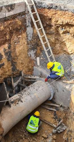 Point de raccordement de la nouvelle conduite DN800 - Lydec : Op&eacute;ration d&rsquo;envergure de raccordement de deux nouvelles conduites structurantes (DN800) au r&eacute;seau d'alimentation en eau potable