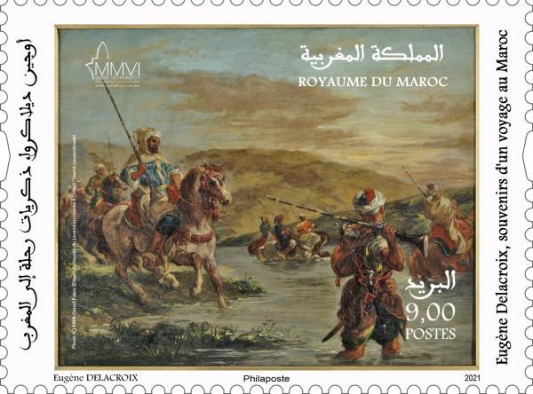 MAROC TP Eugène Delacroix souvenirs dun voyage au Maroc 2021 - Le Groupe Barid Al-Maghrib émet un timbre-poste à l’occasion de l’exposition « Delacroix, souvenirs d’un voyage au Maroc »