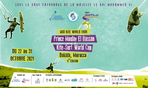 Affiche GKA - 11ème championnat mondial de Kite Surf Prince Moulay El Hassan du 27 au 31 octobre à Dakhla