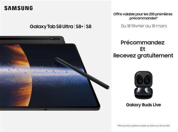 Offre de Précommande Tab S8 - Briser les codes avec la série Galaxy Tab S8 : la tablette Galaxy la plus grande et la plus polyvalente jamais conçue