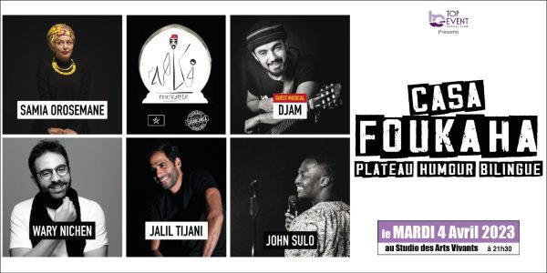 Top Event présente le Gala du rire « Casa Foukaha » Visuel CasaFoukaha TopEvent 970 250 600x300 - Top Event présente le Gala du rire « Casa Foukaha »