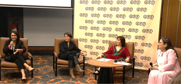 photo intervenantes 600x279 - L'UPF-section Maroc a organisé un débat sur la représentation de la femme dans la fiction et la publicité au Maroc