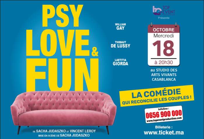 Affiche PsyLove Fun  - Théâtre: « Psy, Love & Fun » au Studio des Arts le 18 octobre