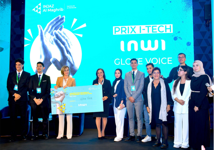 Photo Prix I TECH - Inwi décerne le prix i-TECH à la Junior Entreprise « Glove Voice » lors de la promotion 2024 du « Company Program » d’Injaz AL-Maghrib