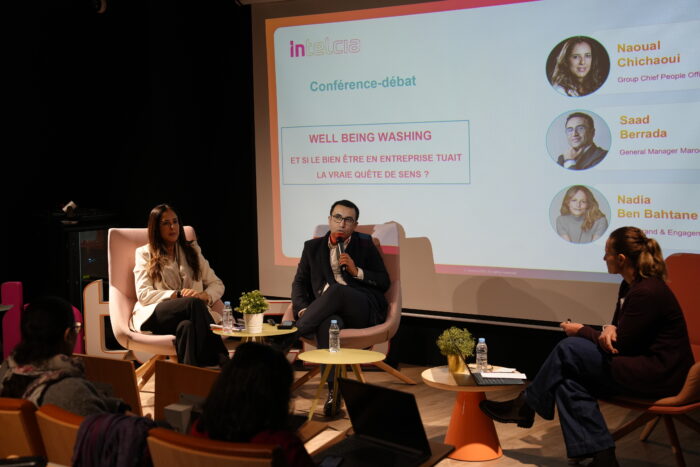 Naoual Chichaoui Chief People Officer Saad Barrada DG Maroc Tunisie Nadia Ben BahtaneChief Brand Engagement Marketing Officer scaled - Intelcia, 1er outsourceur à décrocher la certification Top Employer au Maroc